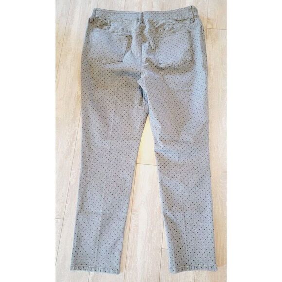 Chico's 3 Jeans Gray Black Polka Dot Taper Leg Zip Button XL Stretch 5 Pocket - Picture 3 of 7